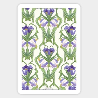 Floral Garden Botanical Print with Purple Iris Sticker